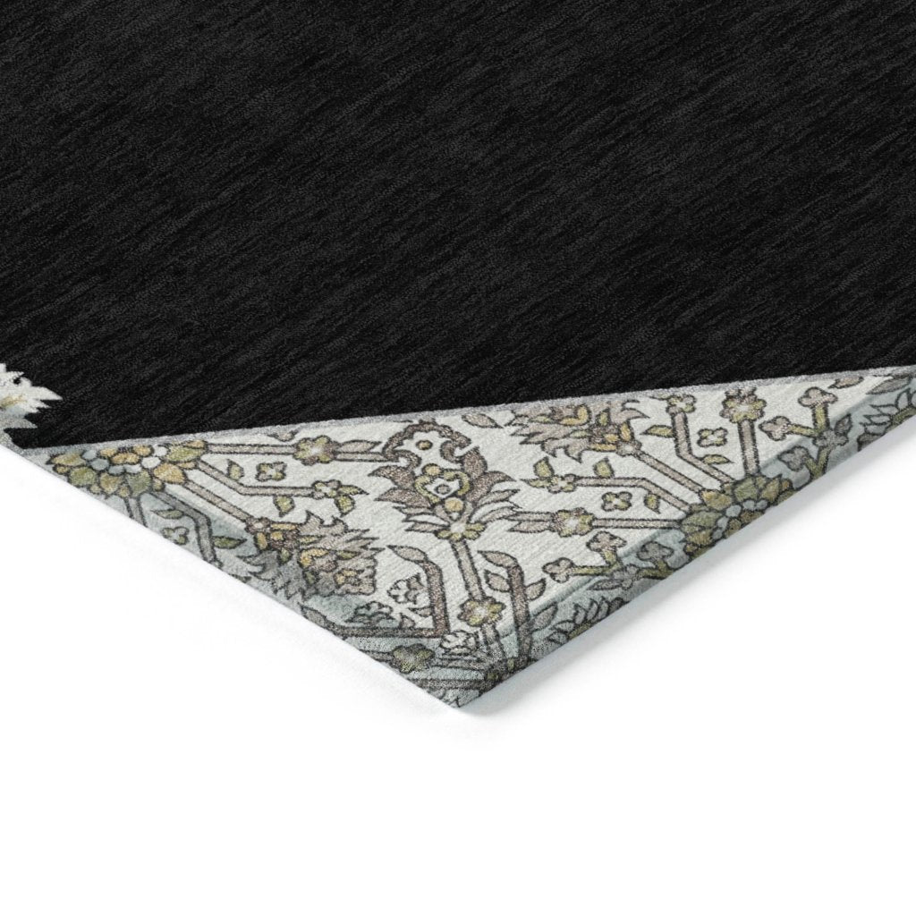 LOOMLAN Rugs Riven Black Washable Indoor-Outdoor Rug