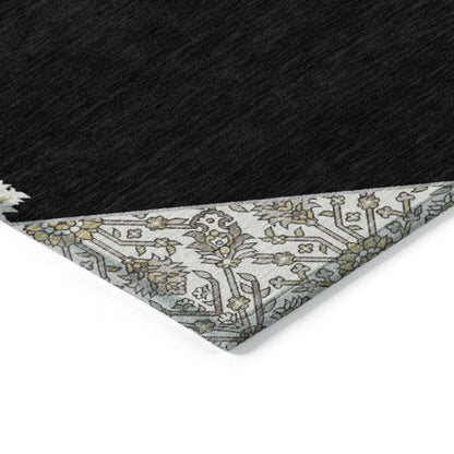 LOOMLAN Rugs Riven Black Washable Indoor-Outdoor Rug