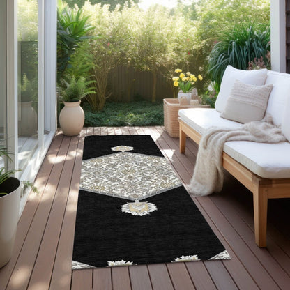 LOOMLAN Rugs Riven Black Washable Indoor-Outdoor Rug
