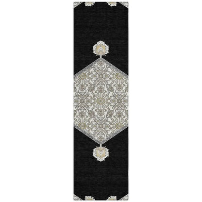 LOOMLAN Rugs Riven Black Washable Indoor-Outdoor Rug