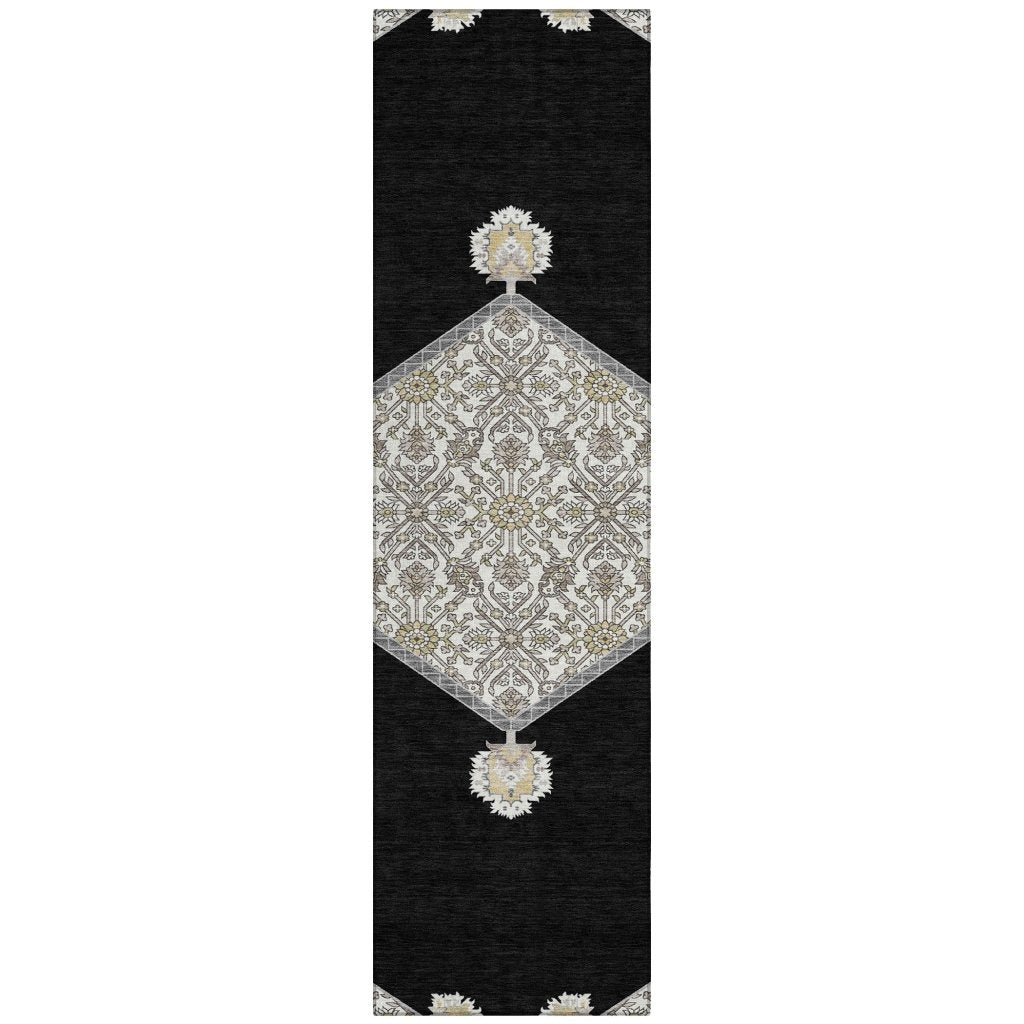 LOOMLAN Rugs Riven Black Washable Indoor-Outdoor Rug