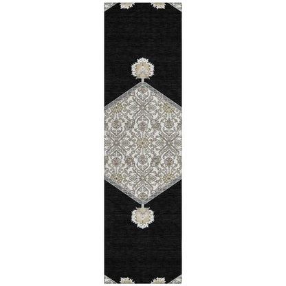 LOOMLAN Rugs Riven Black Washable Indoor-Outdoor Rug