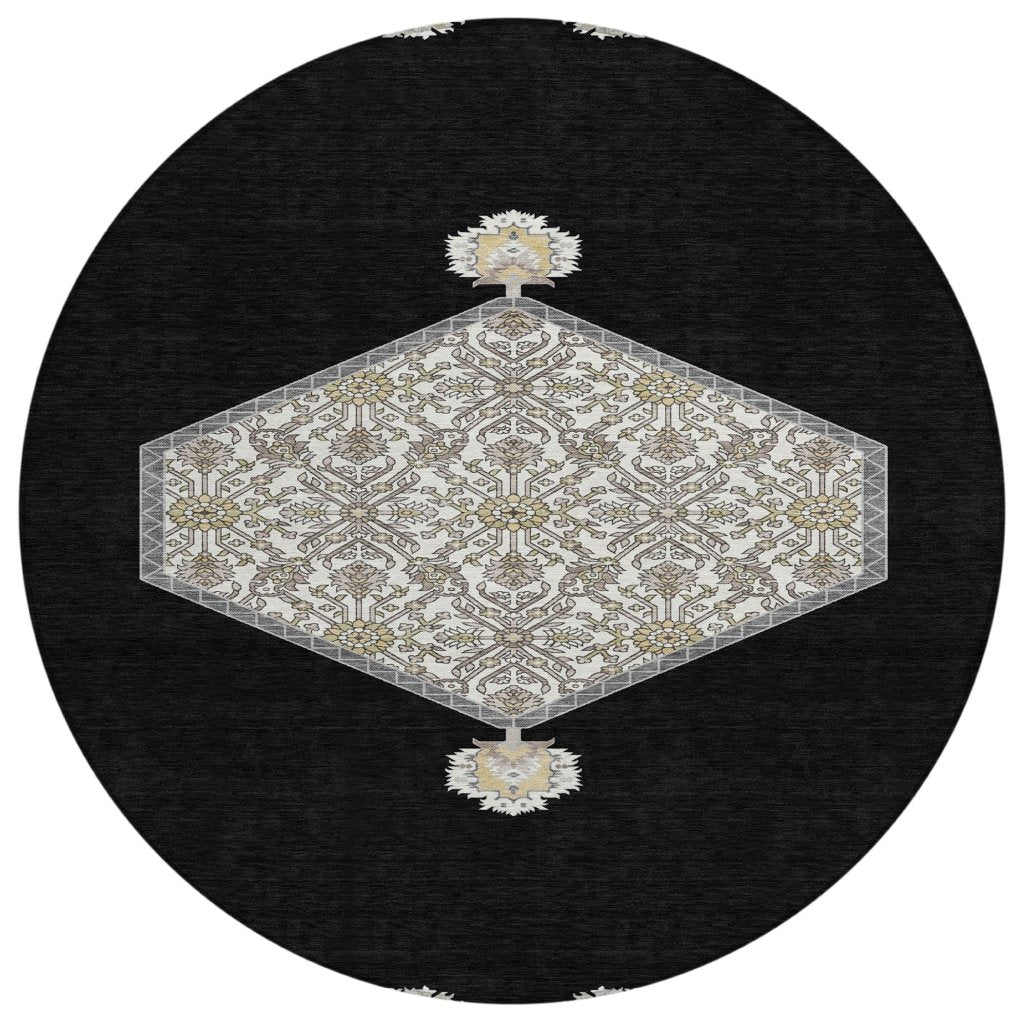 LOOMLAN Rugs Riven Black Washable Indoor-Outdoor Rug