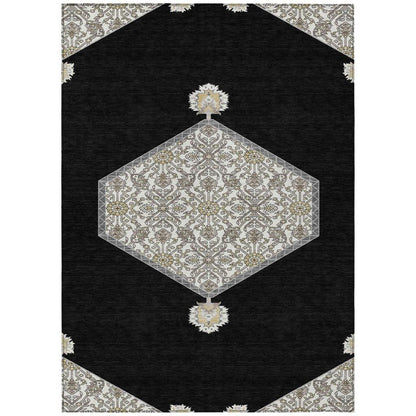 LOOMLAN Rugs Riven Black Washable Indoor-Outdoor Rug
