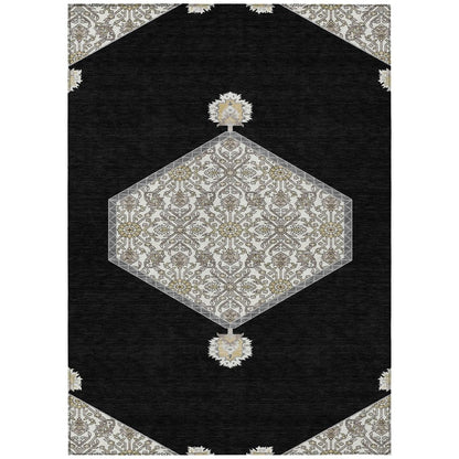 LOOMLAN Rugs Riven Black Washable Indoor-Outdoor Rug