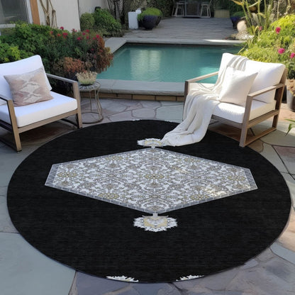 LOOMLAN Rugs Riven Black Washable Indoor-Outdoor Rug