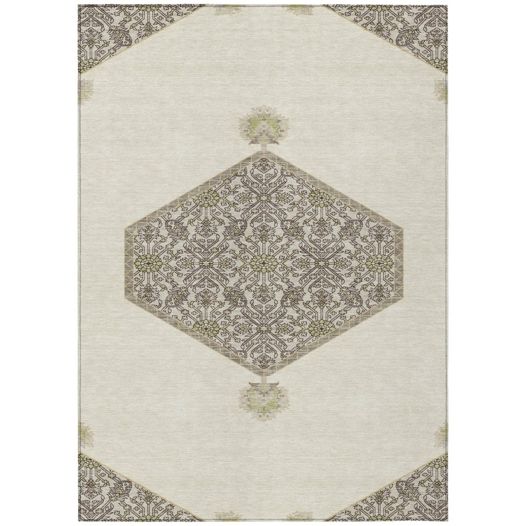LOOMLAN Rugs Riven Ivory Washable Indoor-Outdoor Rug
