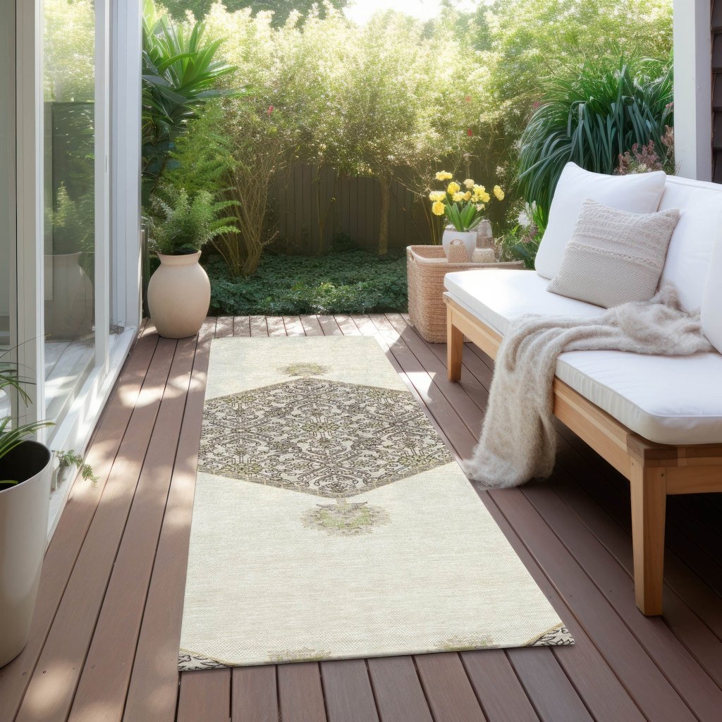 LOOMLAN Rugs Riven Ivory Washable Indoor-Outdoor Rug