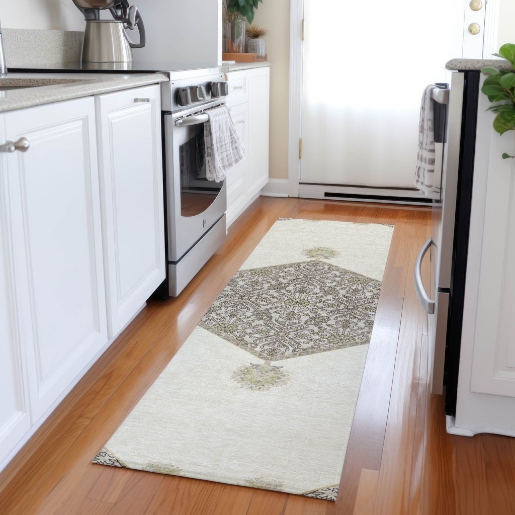LOOMLAN Rugs Riven Ivory Washable Indoor-Outdoor Rug
