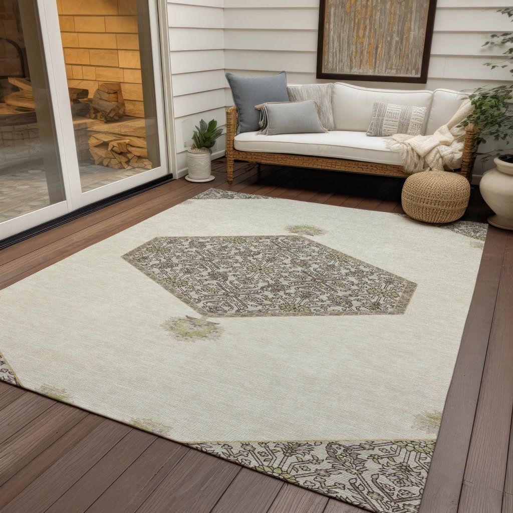LOOMLAN Rugs Riven Ivory Washable Indoor-Outdoor Rug