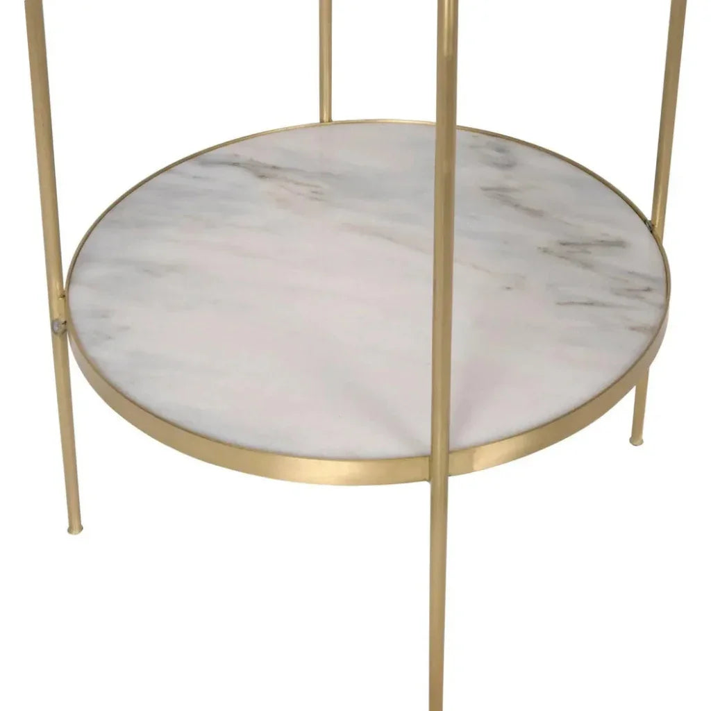 Noir Rivoli Marble Top Round Side Table
