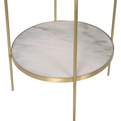Noir Rivoli Marble Top Round Side Table