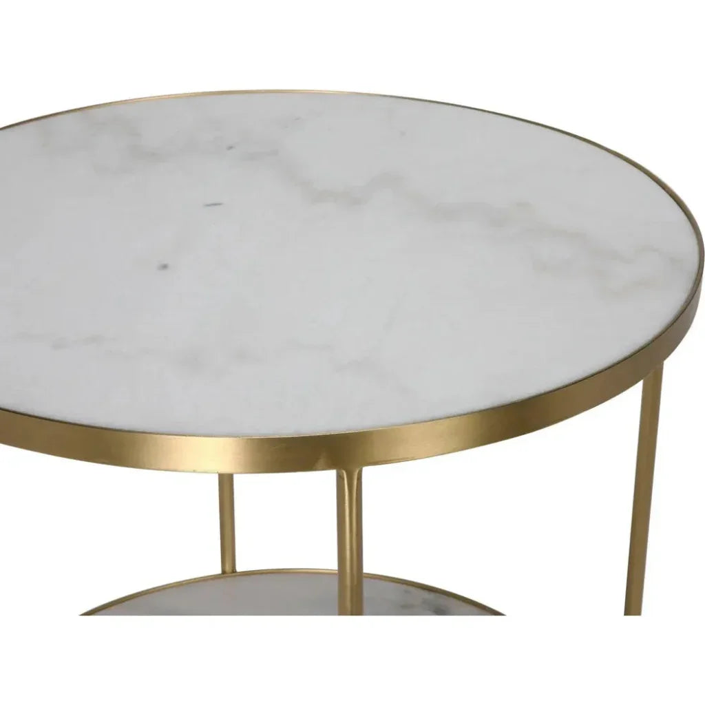 Noir Rivoli Marble Top Round Side Table