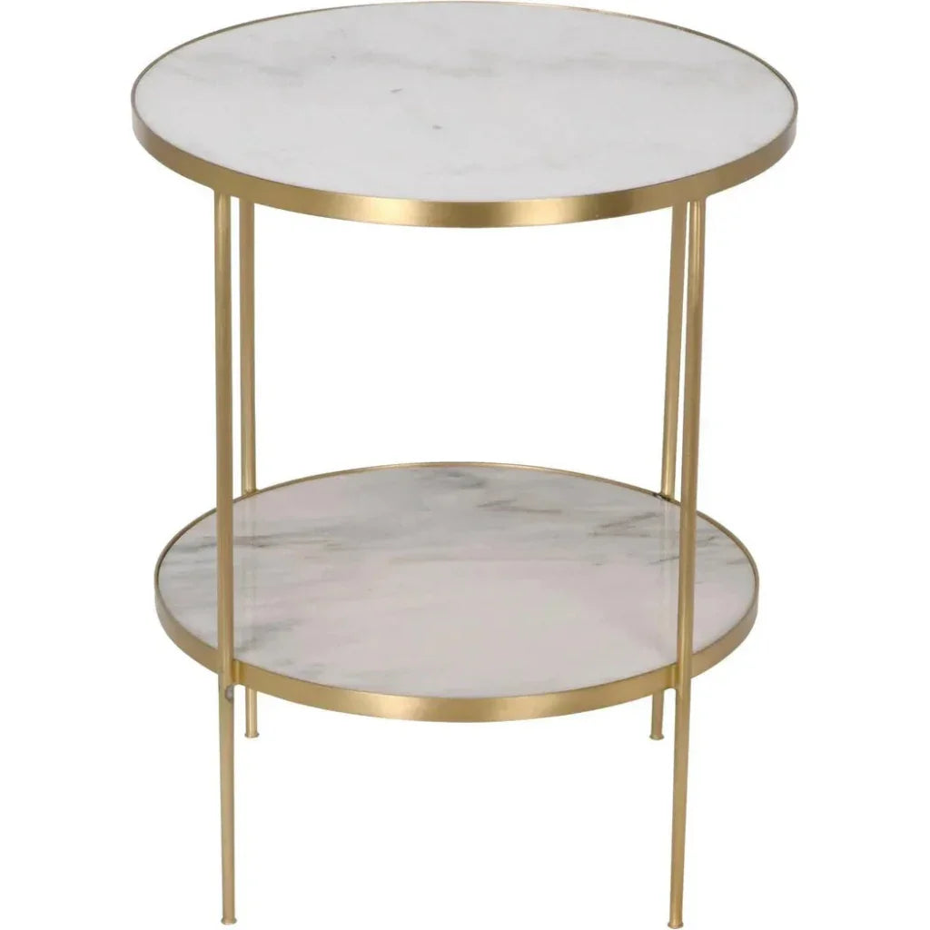 Noir Rivoli Marble Top Round Side Table