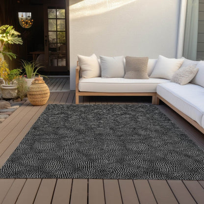 LOOMLAN Rugs Riyala Black Washable Indoor-Outdoor Rug