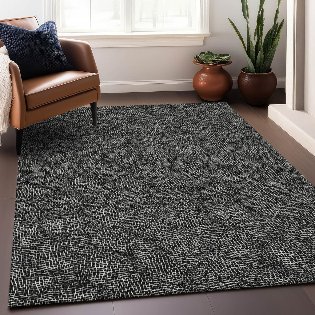 LOOMLAN Rugs Riyala Black Washable Indoor-Outdoor Rug