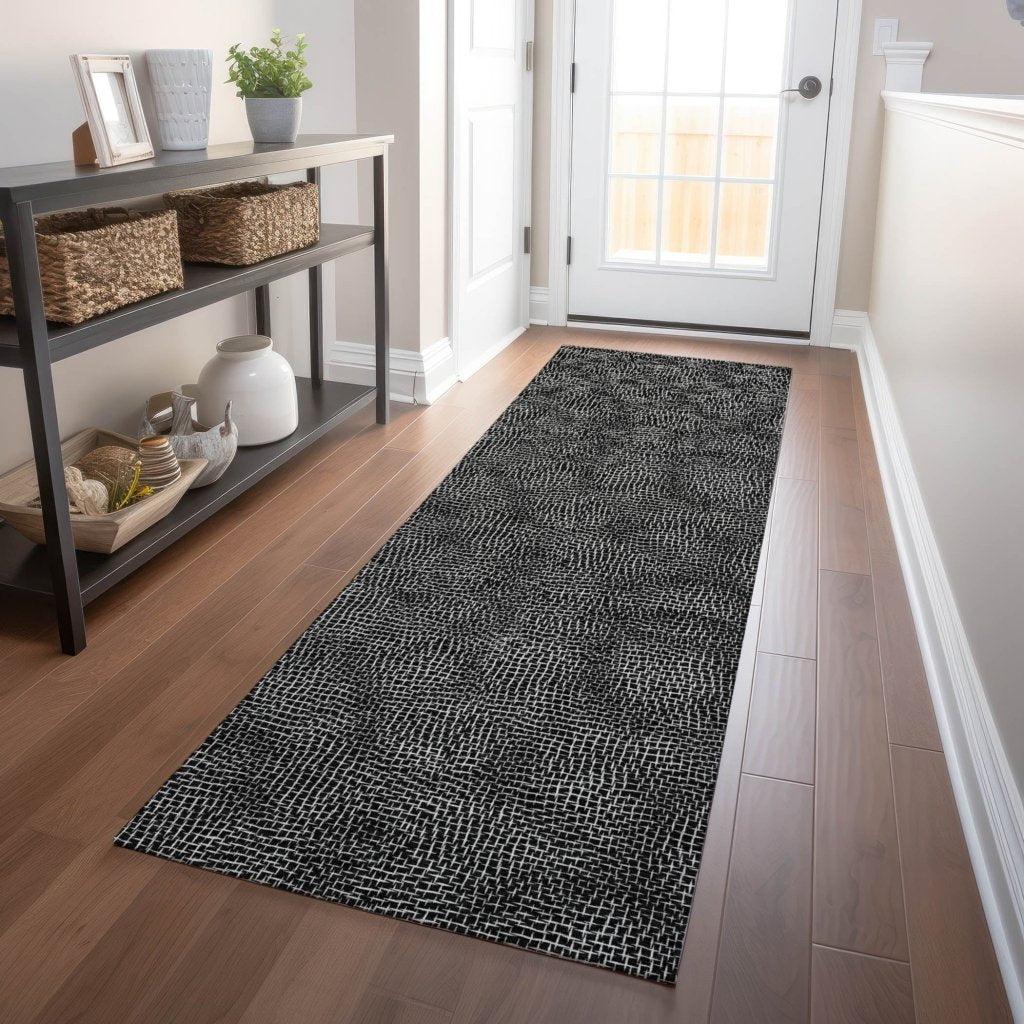 LOOMLAN Rugs Riyala Black Washable Indoor-Outdoor Rug