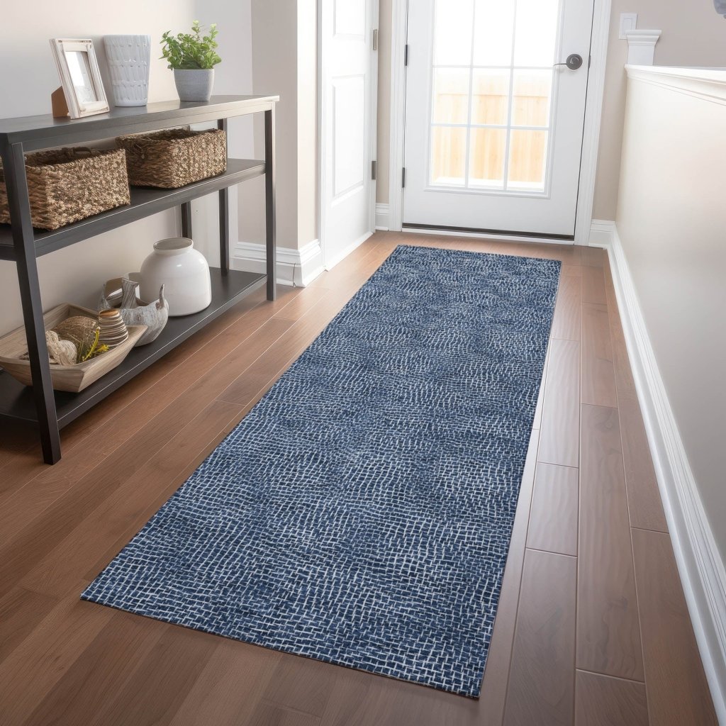 LOOMLAN Rugs Riyala Blue Washable Indoor-Outdoor Rug