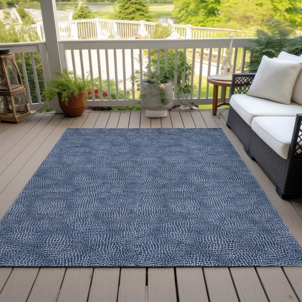 LOOMLAN Rugs Riyala Blue Washable Indoor-Outdoor Rug