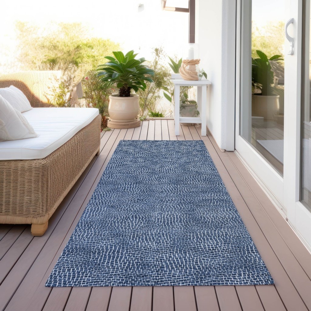 LOOMLAN Rugs Riyala Blue Washable Indoor-Outdoor Rug