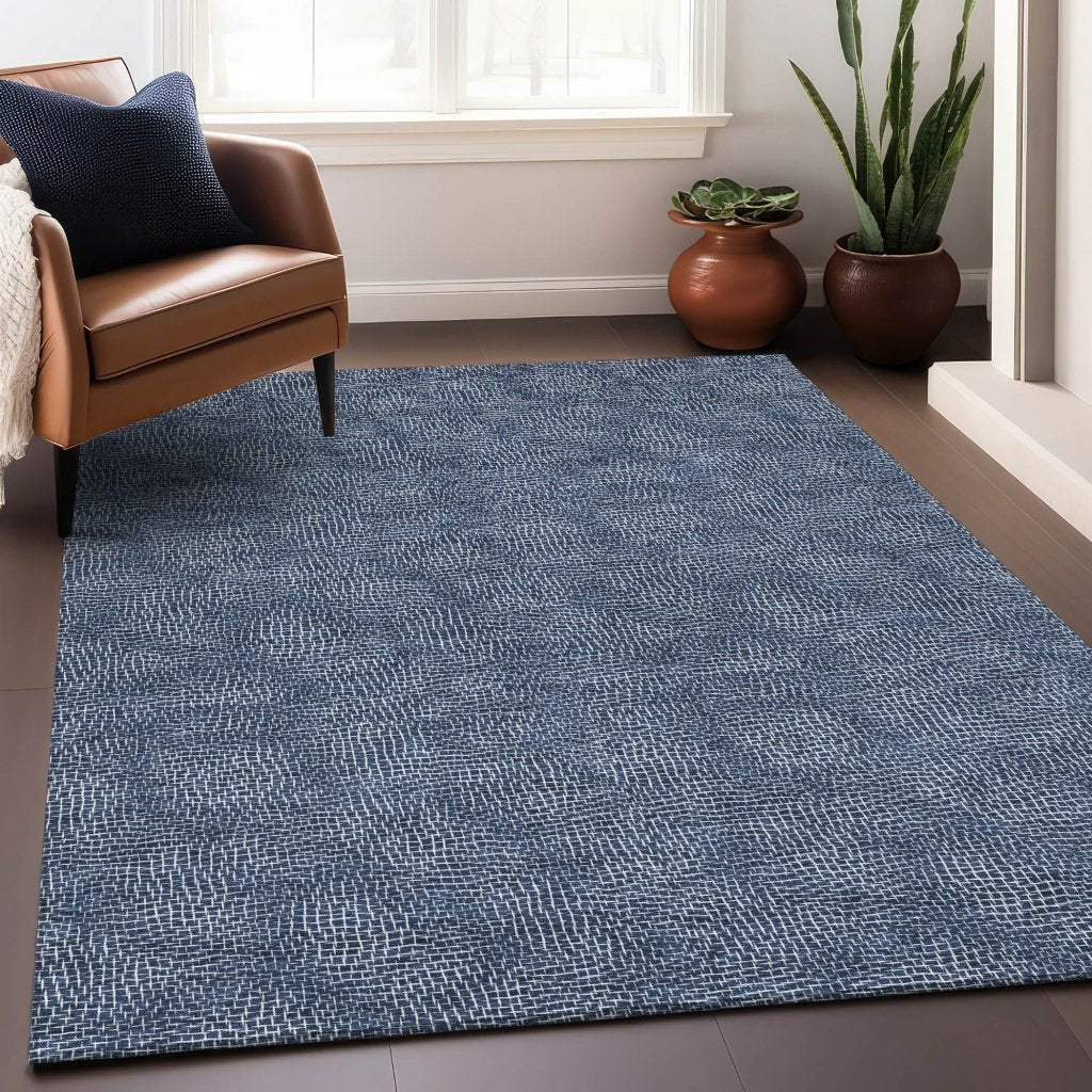 LOOMLAN Rugs Riyala Blue Washable Indoor-Outdoor Rug
