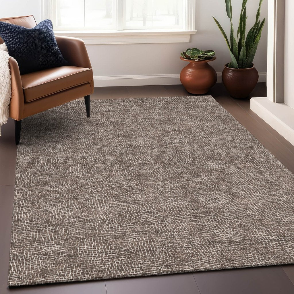 LOOMLAN Rugs Riyala Brown Washable Indoor-Outdoor Rug