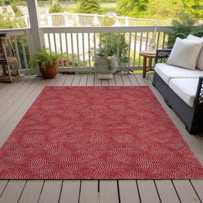 LOOMLAN Rugs Riyala Red Washable Indoor-Outdoor Rug