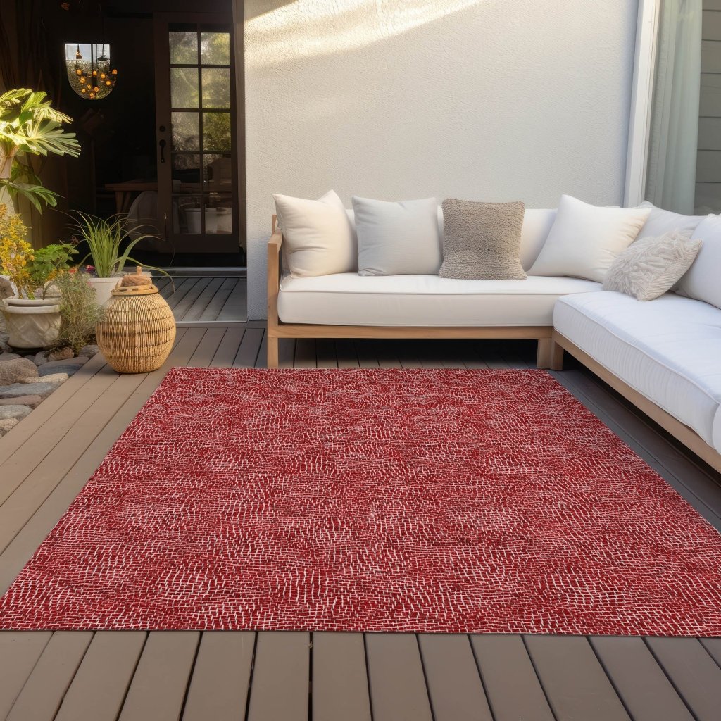 LOOMLAN Rugs Riyala Red Washable Indoor-Outdoor Rug