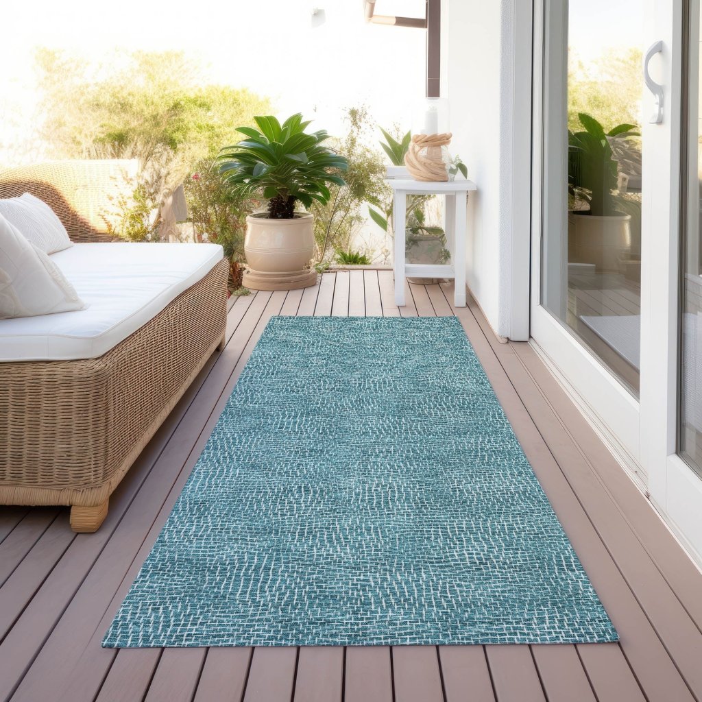 LOOMLAN Rugs Riyala Teal Washable Indoor-Outdoor Rug