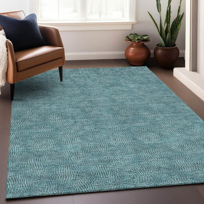 LOOMLAN Rugs Riyala Teal Washable Indoor-Outdoor Rug