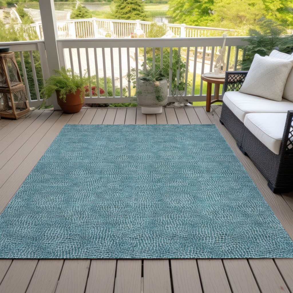 LOOMLAN Rugs Riyala Teal Washable Indoor-Outdoor Rug