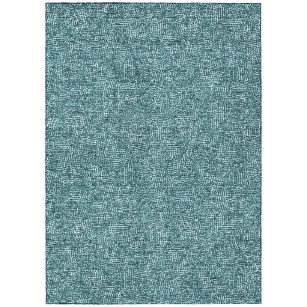 LOOMLAN Rugs Riyala Teal Washable Indoor-Outdoor Rug