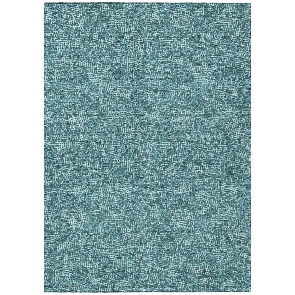 LOOMLAN Rugs Riyala Teal Washable Indoor-Outdoor Rug