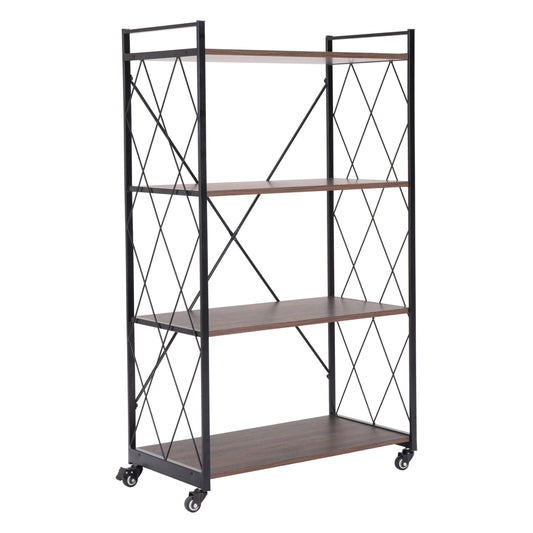 Romania Shelf Walnut & Black - Sideboards and Things Brand_Zuo Modern, Color_Black, Color_Brown, Depth_10-20, Features_With Shelves, Finish_Powder Coated, Height_40-50, Materials_Metal, Materials_Wood, Metal Type_Steel, Product Type_Etagere, Width_20-30, Wood Species_MDF