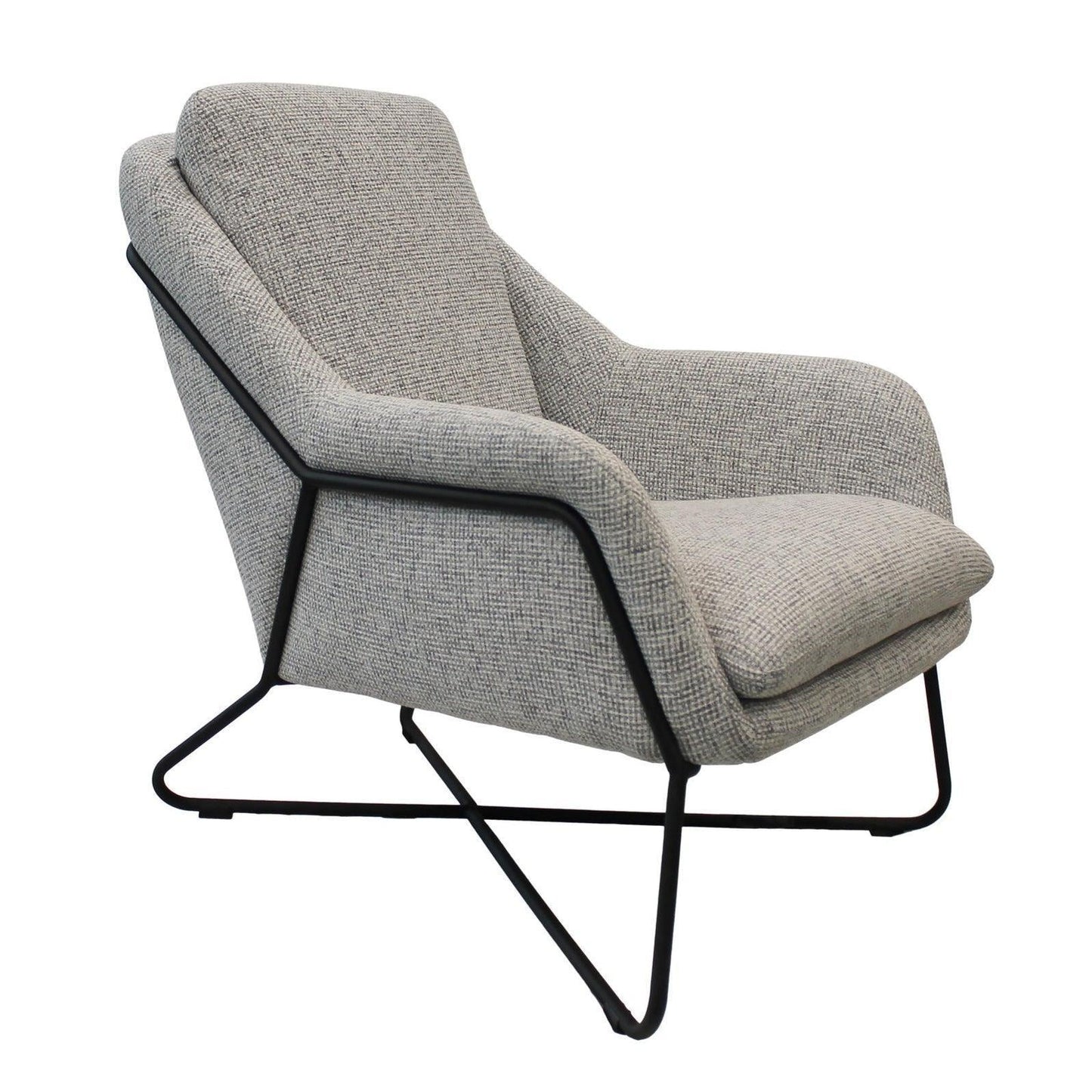 Romeo Lounge chair Light Grey Tweed Upholstered Seat - Sideboards and Things Accents_Black, Brand_LH Imports, Color_Gray, Features_Removable Cushions, Legs Material_Metal, Legs Material_Upholstery, Materials_Metal, Metal Type_Iron, Product Type_Lounge Chair, Upholstery Type_Fabric Blend, Upholstery Type_Tweed, Upholstery Type_Velvet