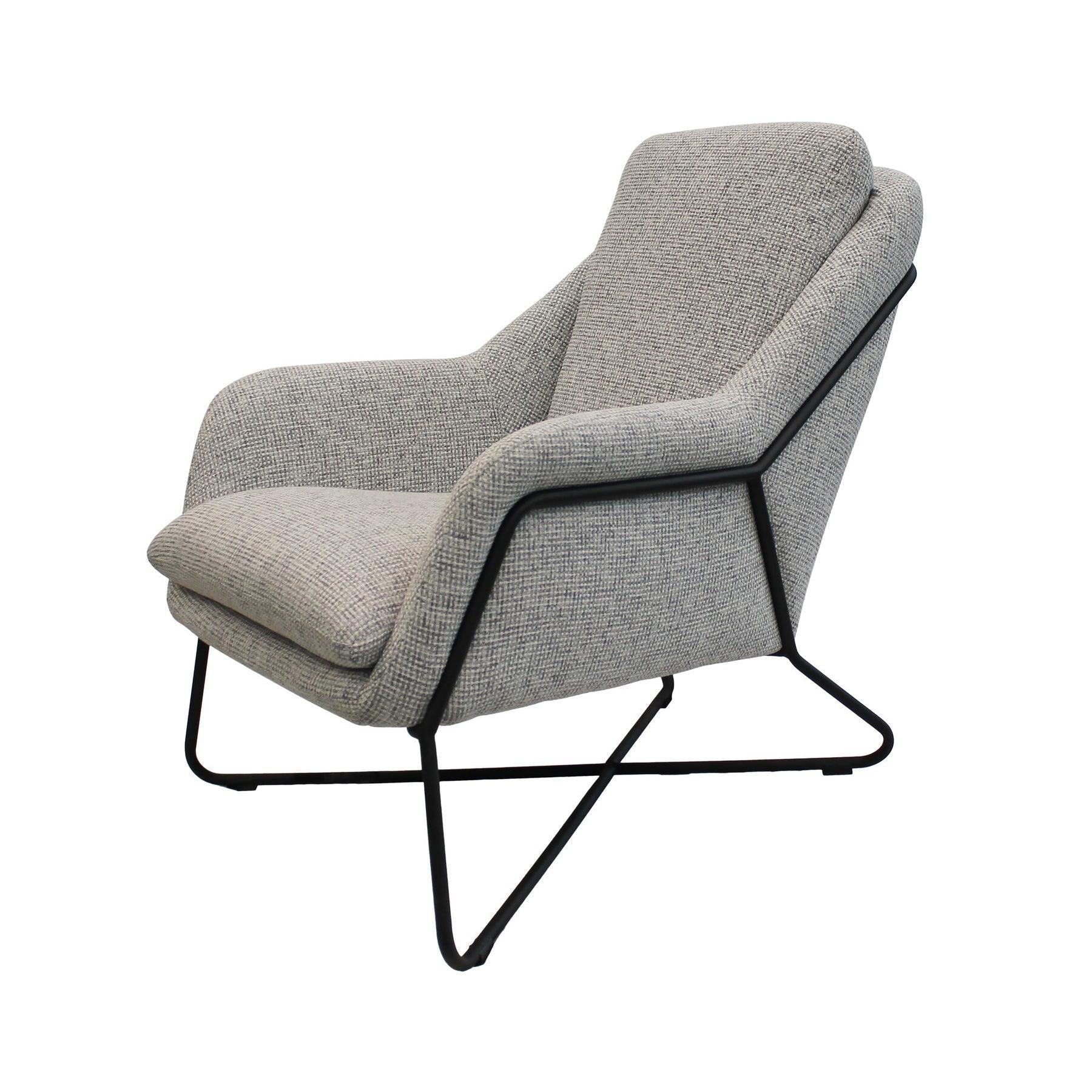 Romeo Lounge chair Light Grey Tweed Upholstered Seat - Sideboards and Things Accents_Black, Brand_LH Imports, Color_Gray, Features_Removable Cushions, Legs Material_Metal, Legs Material_Upholstery, Materials_Metal, Metal Type_Iron, Product Type_Lounge Chair, Upholstery Type_Fabric Blend, Upholstery Type_Tweed, Upholstery Type_Velvet