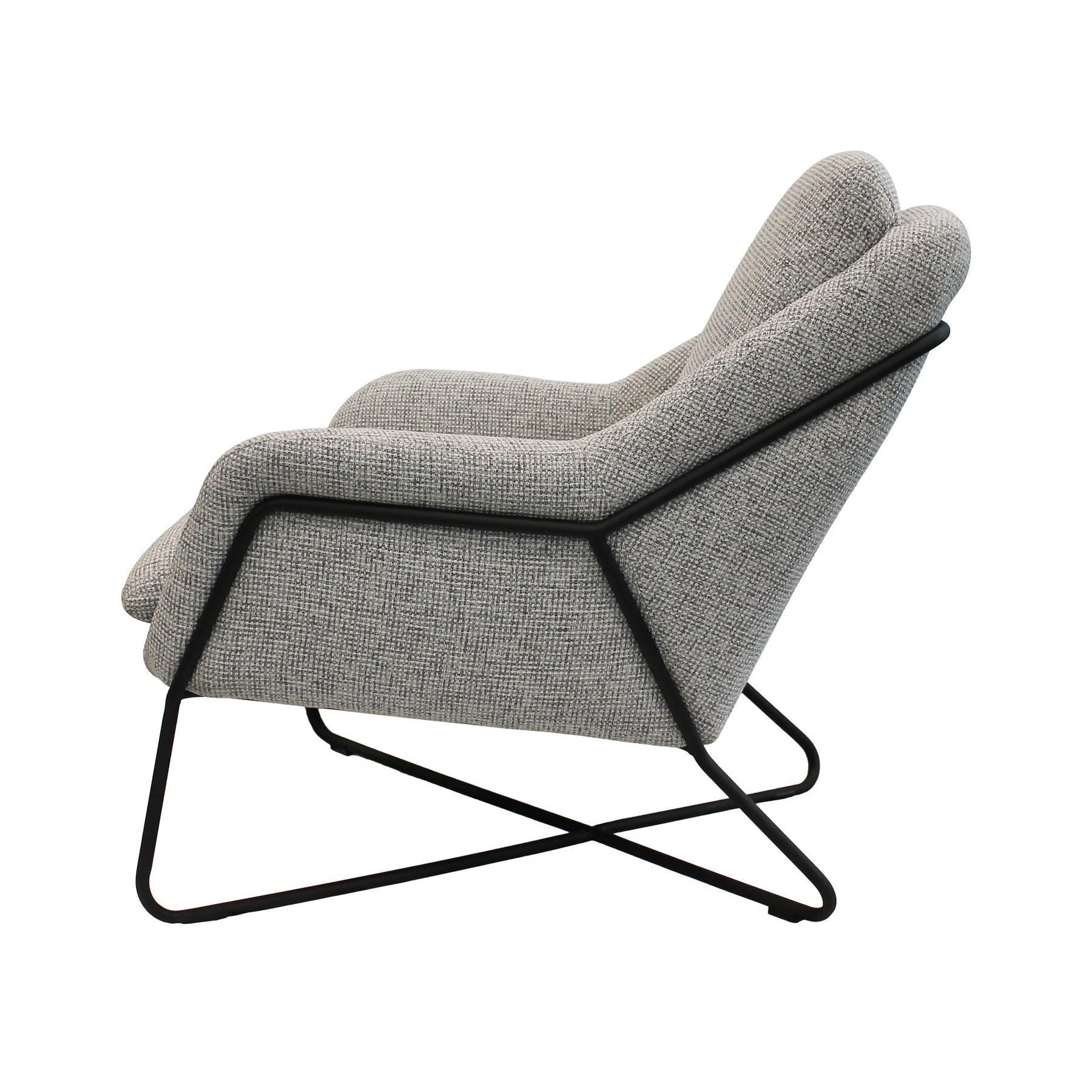 Romeo Lounge chair Light Grey Tweed Upholstered Seat - Sideboards and Things Accents_Black, Brand_LH Imports, Color_Gray, Features_Removable Cushions, Legs Material_Metal, Legs Material_Upholstery, Materials_Metal, Metal Type_Iron, Product Type_Lounge Chair, Upholstery Type_Fabric Blend, Upholstery Type_Tweed, Upholstery Type_Velvet