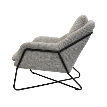 Romeo Lounge chair Light Grey Tweed Upholstered Seat - Sideboards and Things Accents_Black, Brand_LH Imports, Color_Gray, Features_Removable Cushions, Legs Material_Metal, Legs Material_Upholstery, Materials_Metal, Metal Type_Iron, Product Type_Lounge Chair, Upholstery Type_Fabric Blend, Upholstery Type_Tweed, Upholstery Type_Velvet