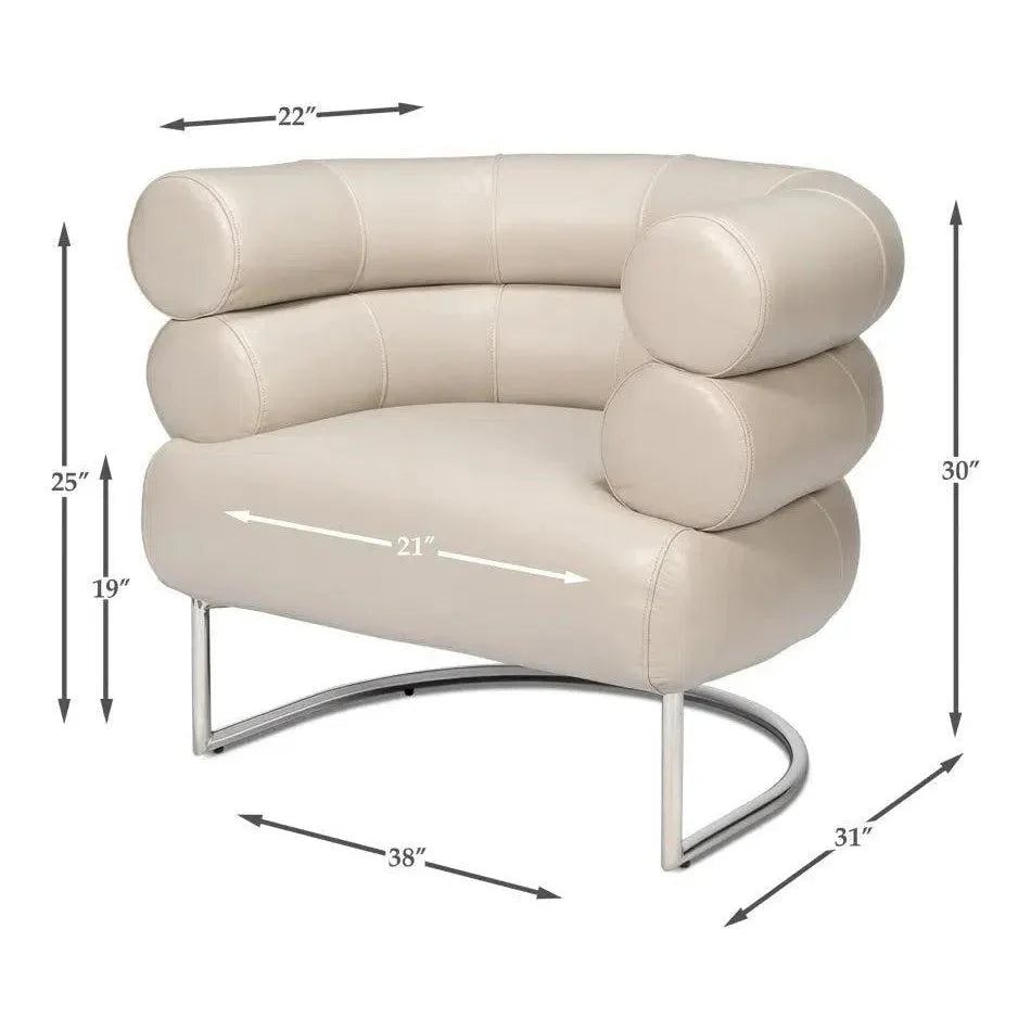 Sarreid Rondo Steel & Leather White Armless Chair