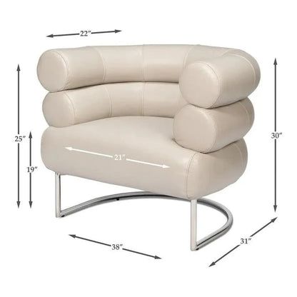 Sarreid Rondo Steel & Leather White Armless Chair