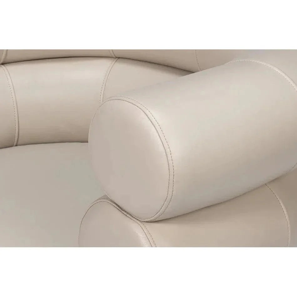 Sarreid Rondo Steel & Leather White Armless Chair
