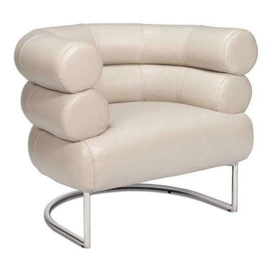 Sarreid Rondo Steel & Leather White Armless Chair