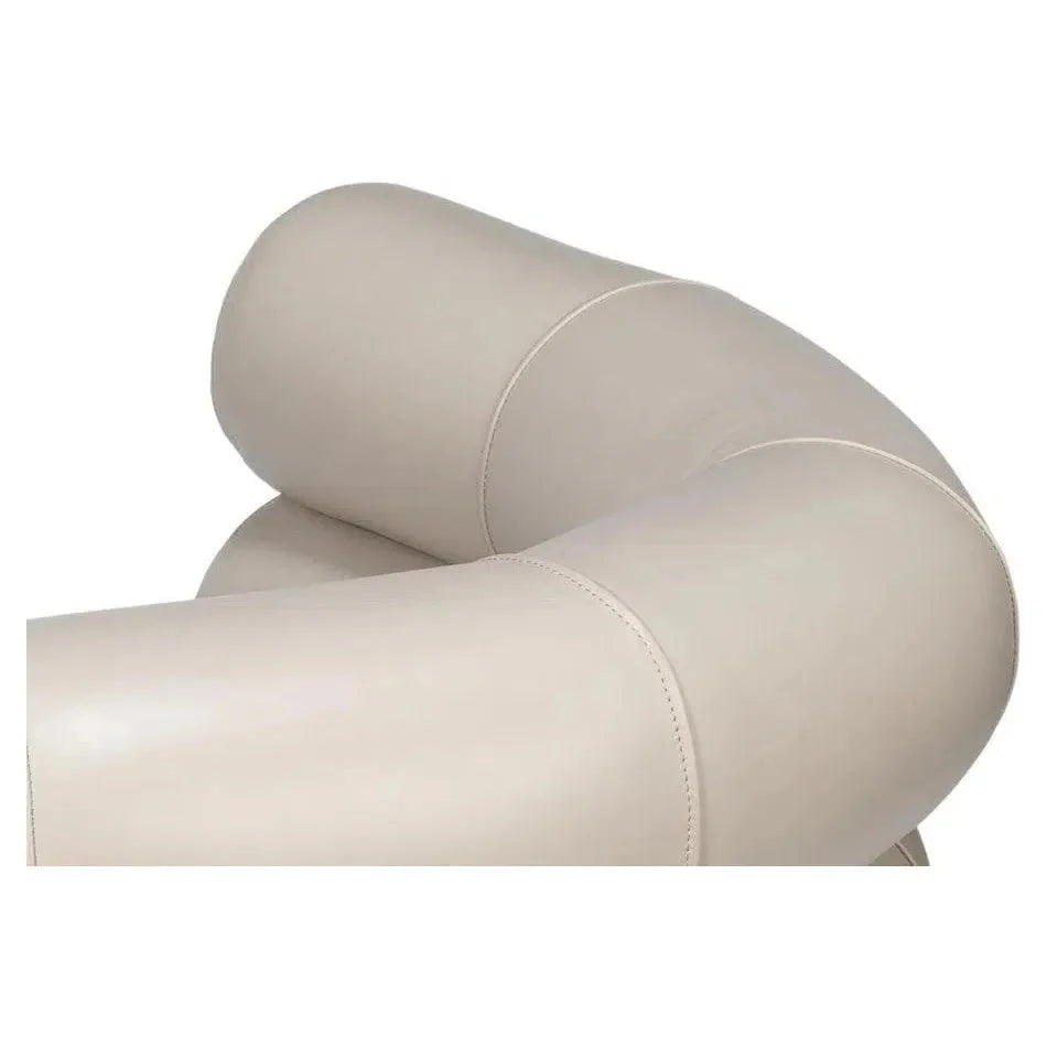 Sarreid Rondo Steel & Leather White Armless Chair