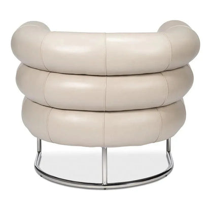 Sarreid Rondo Steel & Leather White Armless Chair
