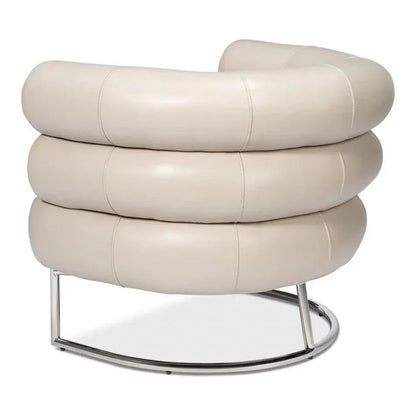 Sarreid Rondo Steel & Leather White Armless Chair