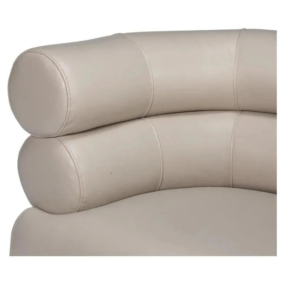 Sarreid Rondo Steel & Leather White Armless Chair