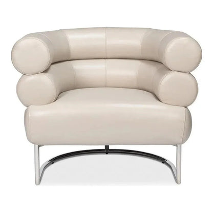 Sarreid Rondo Steel & Leather White Armless Chair