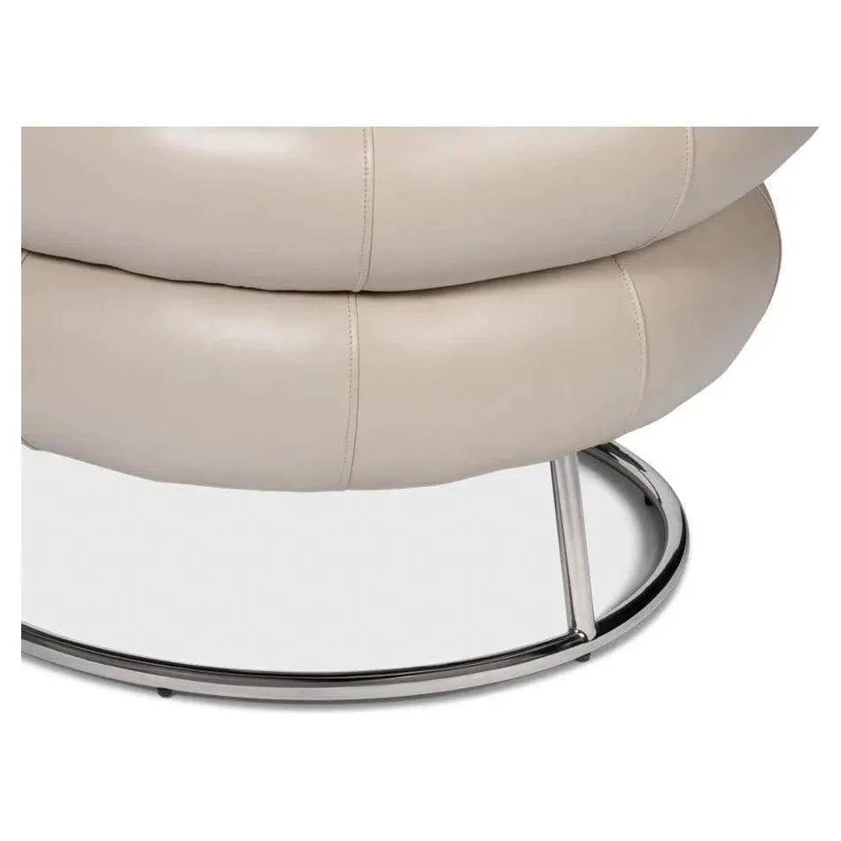 Sarreid Rondo Steel & Leather White Armless Chair