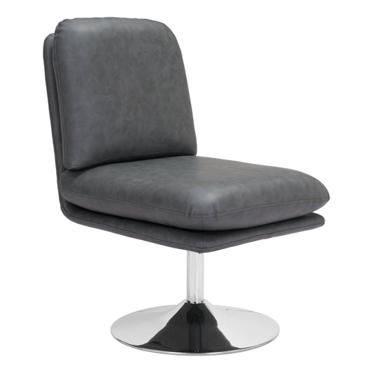 Rory Accent Chair Gray - Sideboards and Things Brand_Zuo Modern, Color_Gray, Color_Silver, Features_Swivel, Finish_Chrome, Materials_Metal, Materials_Upholstery, Metal Type_Steel, Product Type_Occasional Chair, Upholstery Type_Leather, Upholstery Type_Vegan Leather