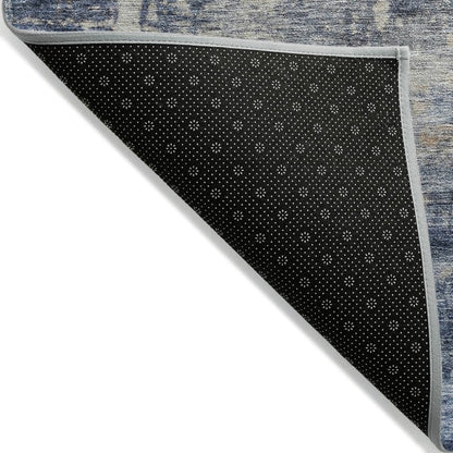 LOOMLAN Rugs Roumiya Blue Washable Indoor-Outdoor Rug